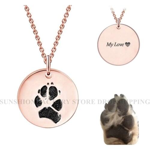Actual Dog Cat Paw Nose Print Necklace,925 Sterling Silver,Engraved Memorial Loss,Pet Lover Adoption,Dog Cat Print Jewelry