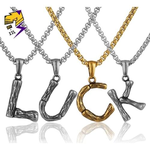 A-Z Stainless Steel Letter Necklace Initial Alphabet Letters Necklaces Women/Men Arabic Name Pendant Necklace Vintage Jewelry