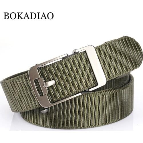 BOKADIAO Men&Women Nylon Belt Metal Automatic Buckle Canvas Belts Outdoor Sports Casual Jeans Waistband Army Military Male Strap