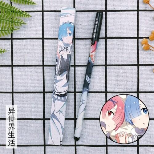 10 sets/lot Anime Re Life in a different world from zero Gel pen Emilia Rem Ram Ballpoint Pen 0.5 Black refill Pens