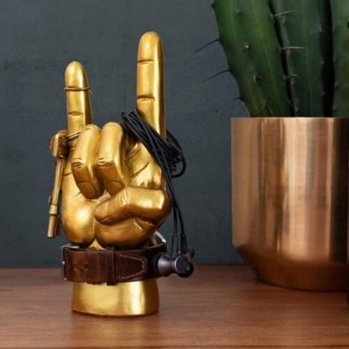 Hand Shape Sculpture Art Decor Resin Craft Ornament Headphone Storage Holder Desk Display Bracket Creative Home Decoration Art