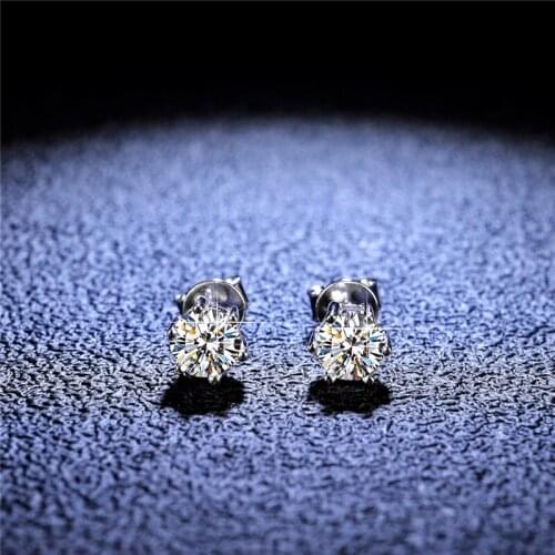 Silver Platinum Plated Total 1 Carat Excellent Cut Diamond Test Passed D Color High Clarity Moissanite Earrings 925 Jewelry