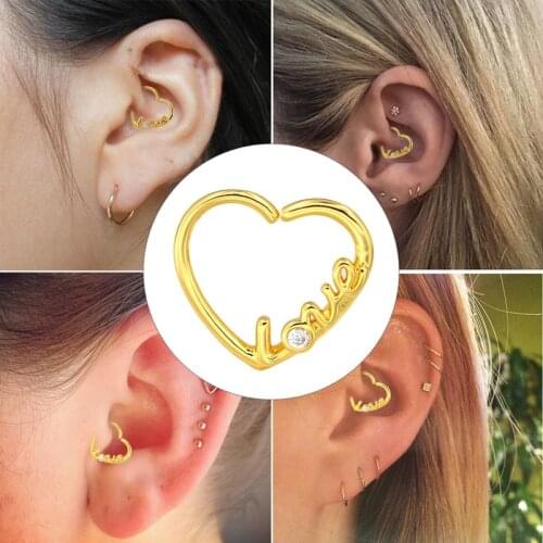 BODY PUNK Heart Star Shape 316L Stainless Steel Earrings Nose Lip Tragus Piercing Labret Hoop Rings Body Pircings Nariz Jewelry