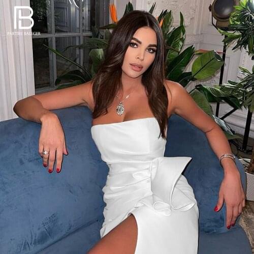 PB Stylish High Waist Ruched Design Mini Dress Sexy Strapless Sleeveless Celebrity Party Club Free Shipping