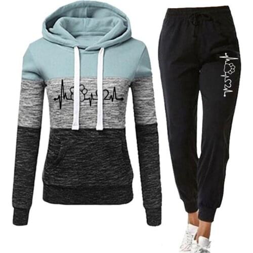 Women Tracksuit Sweatshirts Pullover Hoodies Autumn Spring Outfits Female Suits Harajuku Print Ensemble Femme Plus Size S-4XL