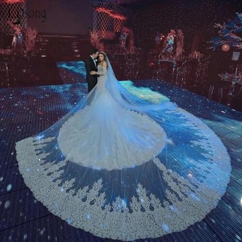 Gorgeous Lace Mermaid Wedding Dresses 2020 With Full Sleeves Royal Train Luxury Bridal Gowns Off The Shoulder Vestido De Novia