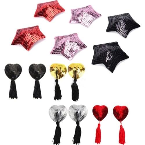 1Pair Sexy Pasties Stickers Sex Product Toys Women Lingerie Sequin Tassel Breast Bra Nipple Cover Petals Clothing Accessories