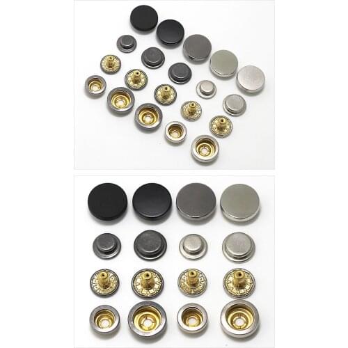 100set 15mm 4 Part Press Studs Button Brass Made Heavy Duty 501# Snap Fasteners Silver Gun metal wholesale