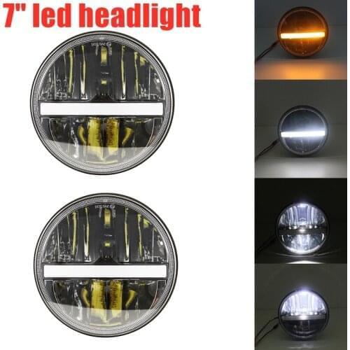 2pcs 7 Inch Led Driving Light car headlight High Low Beam with Yellow turn signal light For Jeep Wrangler Jk Motorcycle