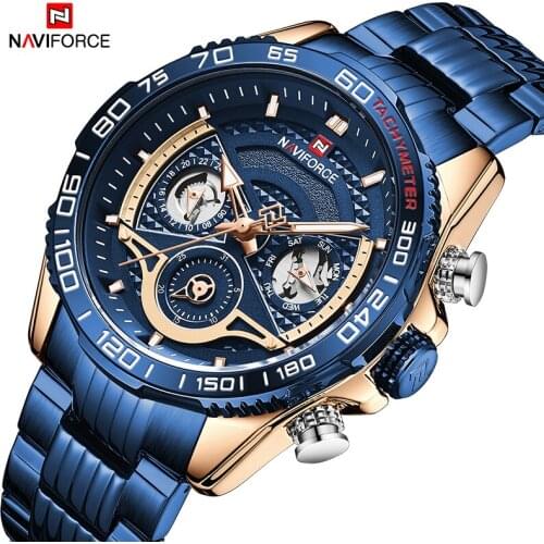 2021NAVIFORCE Top Luxury Brand Blue Men Watches Fashion Quartz Man Luminous Wristwatch Military Sport Waterproof Male Clock Relo