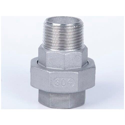 304 Stainless Steel Union with Flat Face, Female x Male BSPT Thread, 1/2" 3/4" 1" 1-1/4" 1-1/2" 2"-Pipe Fitting