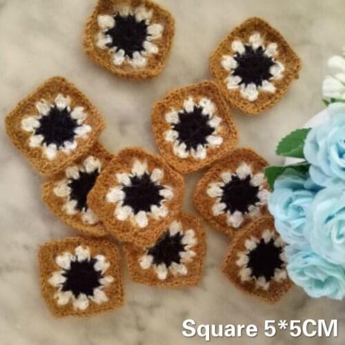5CM Square Vintage Handmade Crochet Cotton Elastic Lace Applique Guipure 3D Flower Trim DIY Sewing Dress Garment Sewing Supplies