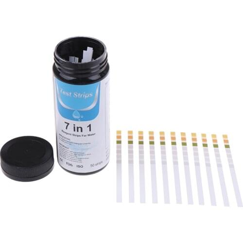 1 Bottle 50pcs Nitrite Nitrate Chlorine PH Tester Paper 7-in-1 Aquarium Fish Tank Water Quality Test Strips Kit