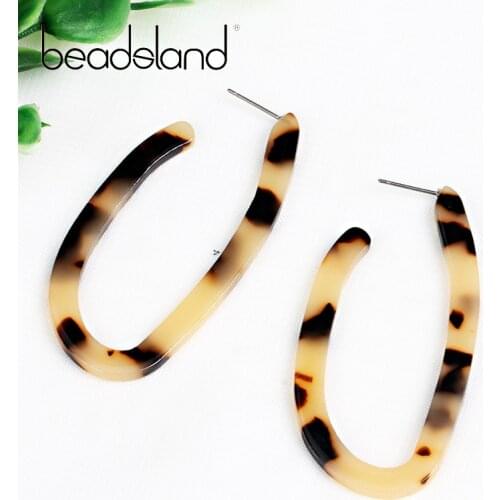 Beadsland Acetic Acrylic Oval Shapped Hyperbole Hoope Earrings Fashion Elegent Design Women Girl Gift 38763
