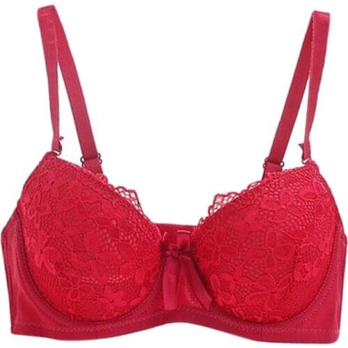 Plus Size Women Push Up Bra Sexy Lace Bra Cotton Intimate Brassiere Thin Cup Bra Full Cup Red Bras 6 Color
