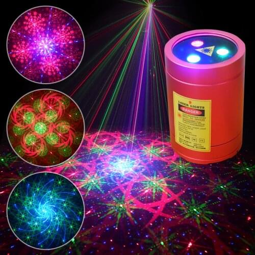Chims Mini Laser Lights Portable Cordless Rechargeable RGB 32 Patterns Gobos Projector Family Dance Music DJ Festival Party