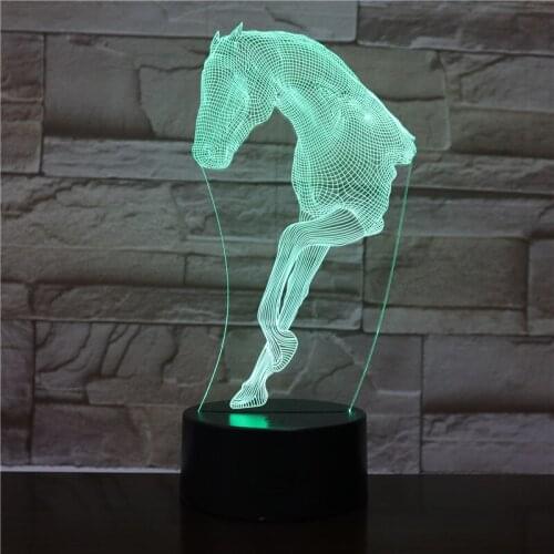 Colorful Touch Horse Animal 3D Night Lights 7 Color Flashing Touch USB Lights USB Neon Lighting Kids Birthday Gift