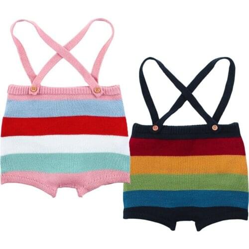 2020 Newborn Baby Romper Boys Girls Baby Clothes Summer Infant Baby Rompers Rainbow Woolen Knitted Baby Boys Jumpsuit Overalls