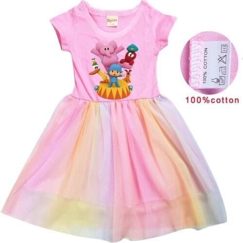 POCOYOE Kids Baby Girl Princess Dress Fashion Tutu Cotton Dresses Summer Casual Flower Gown Outfits dress for girls