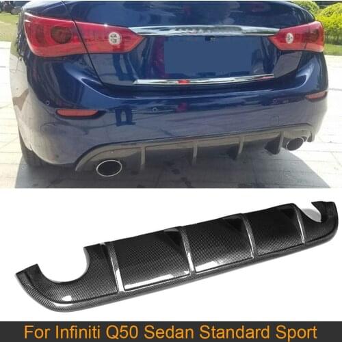 Diffuse spoiler for Infiniti Q50 Sedan 4 Door Standard Sport 2013 - 2017 Carbon Fiber Car Rear Lip Diffuser Tain Bumper Boot lip
