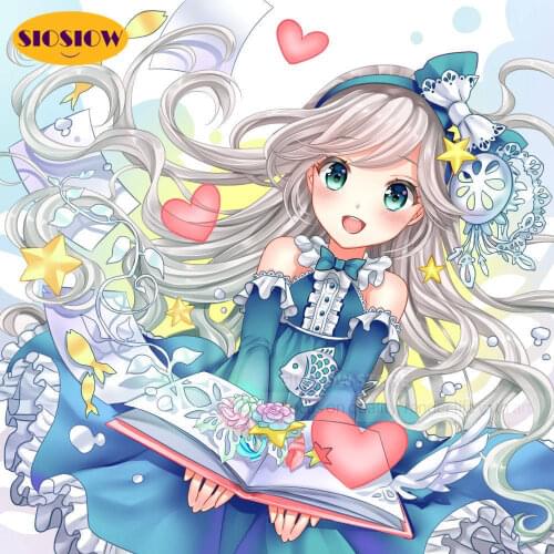 DIY 5d Diamond Art Painting Cartoon Girl Full Square Round Drill Resin 3D Diamond Mosaic Embroidery Decor Home Girls Room Gifts