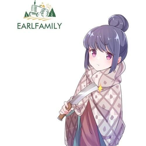 EARLFAMILY 13cm x 7.2cm for Yuru Camp Waterproof Car Sticker Sunscreen Decal Motorcycle Personality Decals For JDM SUV RV