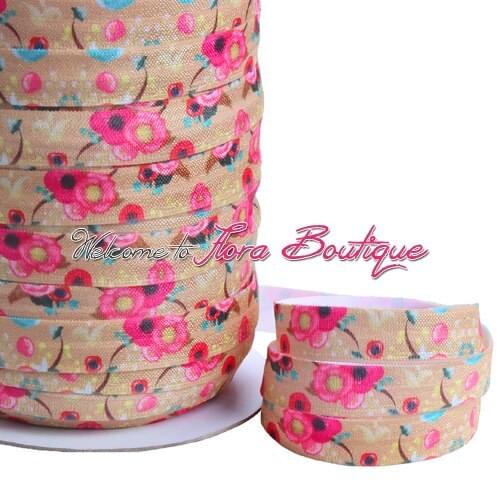 FLRA ElasticHot sale elegant flower fold over elastic hairband