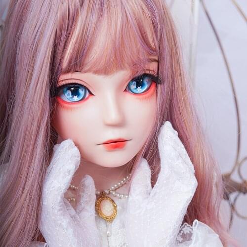 HIDOLLS 25) Handmade Female Girl Silica Resin Half Head Cosplay Japanese Role Play BJD Kigurumi Masks Crossdresser Doll Mask