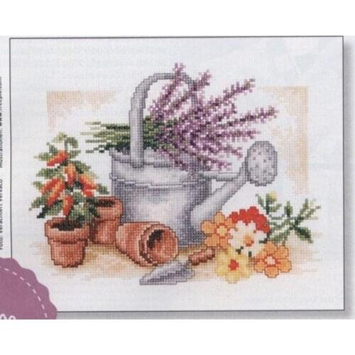 -KM 19-Garden jug 31-25 Counted Cross Stitch 11CT 14CT 18CT DIY Chinese Cross Stitch Kits Embroidery Needlework Sets