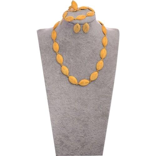 WANDO 24K Africa Gold Color Dubai Jewelry Set for Women Ethiopian Jewelry set Wedding Jewelry African Gifts Islam Middle