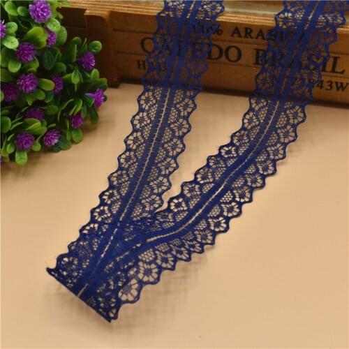 Beautiful 10 Yards Navy Lace Ribbon Tape 28MM Lace Trim Fabric DIY Embroidered Net Lace For Sewing Decoration lace fabric