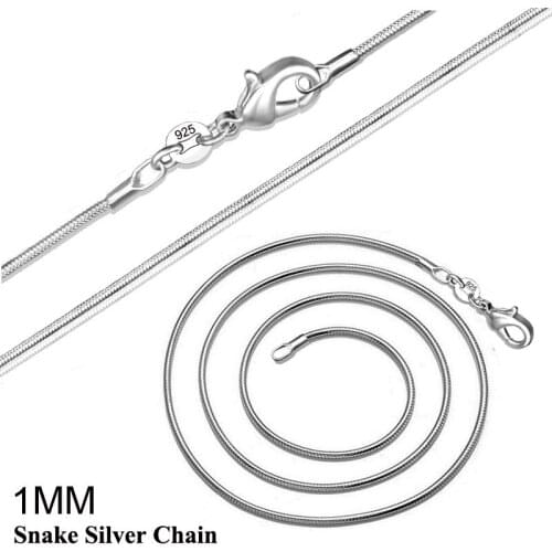 Luckyshine Hot Sale 5Pcs1MM 925 Silver Various styles Link Chains Necklaces Unisex Fashion Jewelry Free Ships16-24 inch