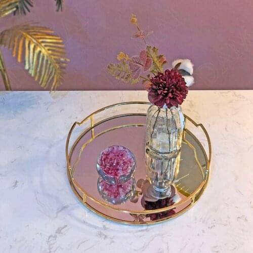 European Metal Storage Trays Mirror Decorative Cosmetic Container Coffee Table Tableware Organizer Home Decoration Ornaments