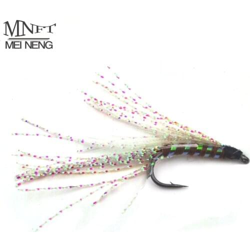MNFT 10PCS 6# White Rainbow Crystal Flash Fly Fishing Baits
