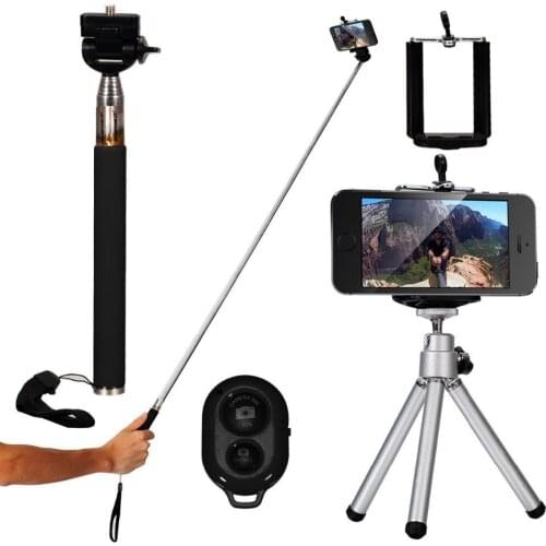 Monopod Bundle w/ Phone Mount Holder, Tripod, Bluetooth Wireless Shutter Remote