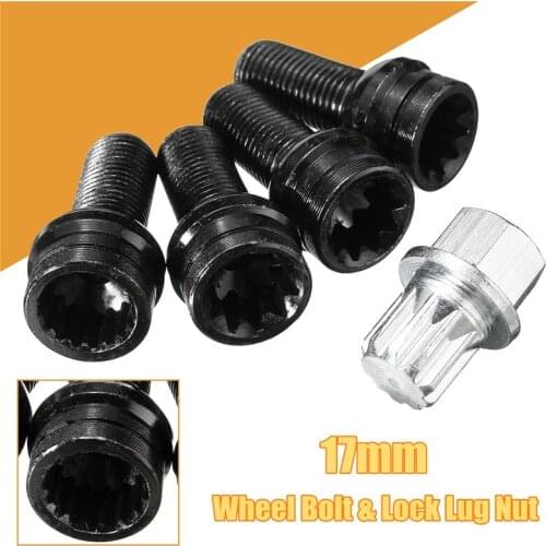 A set of Tire Anti-theft Screw Head Tire Screw Set Anti-thef 1pcs Lock Nut And 4pcs Wheel Bolts for Audi/Golf Beetle