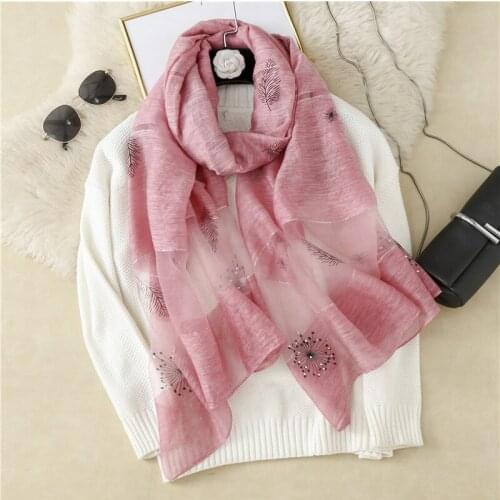 Real Silk and Wool Women Scarf Floral Lady new Headband Scarves Pashmina Shawl Wraps Bandana Hijab Big Size Beach Foulard Femme