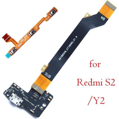 New power on off volume side button strip main mainboard micro USB charging board with microphone for Xiaomi Redmi S2 Redmi Y2