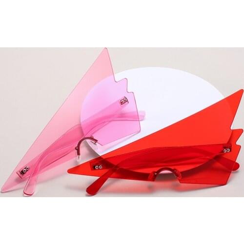 2020 New Fashion Funny Oversized Arrow Rimless Sunglasses Women Brand Designer One Piece Color Sun Glasses For Party Men Shades