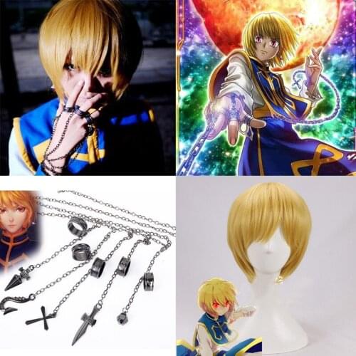 Anime Hunter x Hunter Kurapika wig Cosplay Costume Prop Metal Ring Accessories HUNTER x HUNTER Kurapika Kurta Cosplay WIG gift