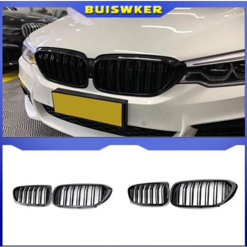 Front Racing Kidney Grille for Bmw New 5 Series G30 G38 525I 530I 540I 550I 17-20 M-Performance Bumper 2 Slat Grill Replacemt