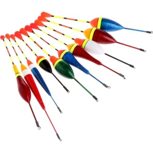 10pcs Carp Fishing Floats Colored Floats Set Buoy Bobber Stick For Fish Tackle Vertical Mix Size