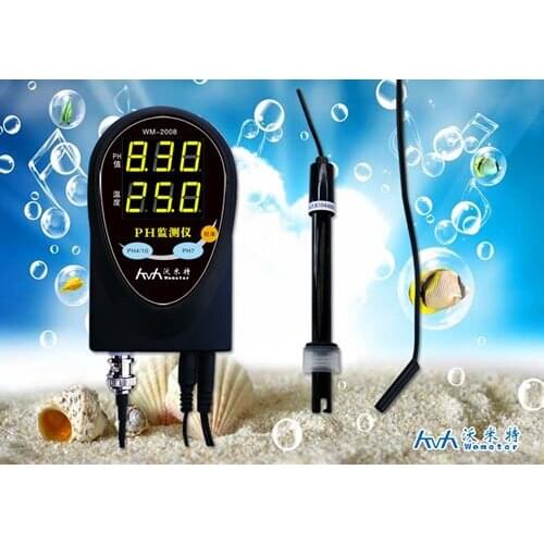 Portable Digital LCD Online pH TEMP Meter Acidimeter Aquarium Drinking Water Quality Monitor 0.01 PH Electrode Analyzer Backlit