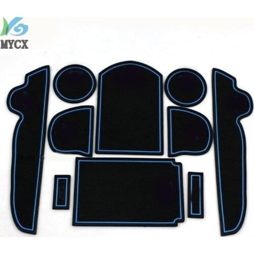 Blue line Silica Gel Door Gate Slot Mat Teacup Pad,Non-Slip Pads for toyota RAV4 RAVB 4 2006-2012 10pcs