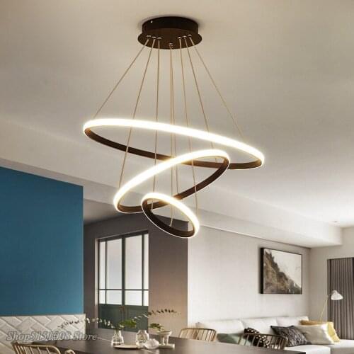 Modern Led Pendant lamp 2/3/4 Rings Circle Ceiling Kitchen Hanging lamp Chandelier Loft Living Dining Room Indoor Light Fixtures