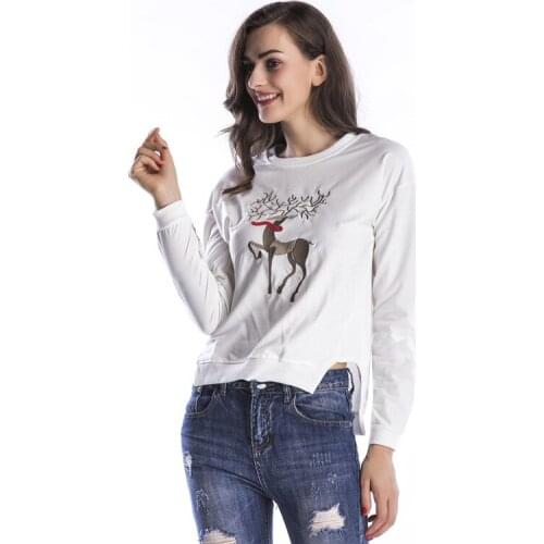 Loose hem womens sweatshirt long sleeve round neck large size crop top autumn clothing hoodie white black