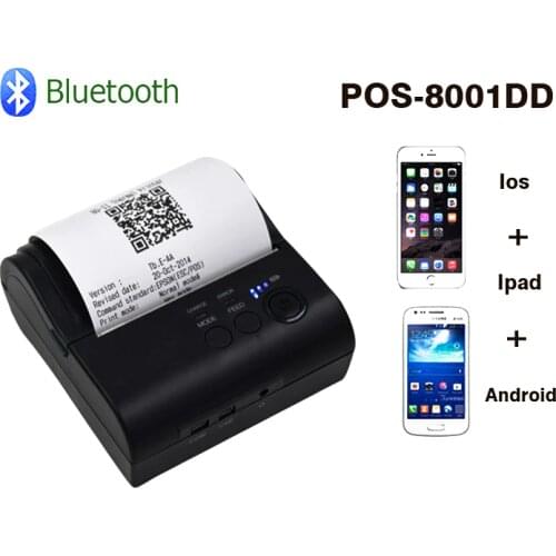 ZJiang 80mm Bluetooth Ticket Thermal Printer ZJ POS-8001DD Wireless Receipt Machine Support Android IOS Mobile Wireless Printer