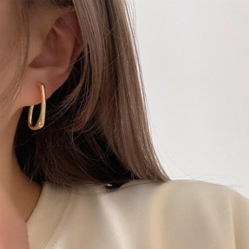 U-Magical Temperament Alloy U Shape Open Hoop Earrings for Women Simple Gold Silver Color Metal Crochet Luxury Earrings Jewelry