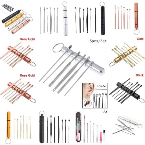 1Set Stainless Steel/ABS Earpick Ear Cleaner Spoon Ear Care Cleaning Ear Wax Removal Kit Ear Wax Remover Ear Wax Removal Tool