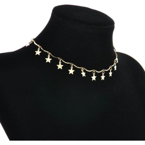Vintage Golden Five-pointed Star Clavicle Chain Neckalce for Women Party Jewelry Accessories